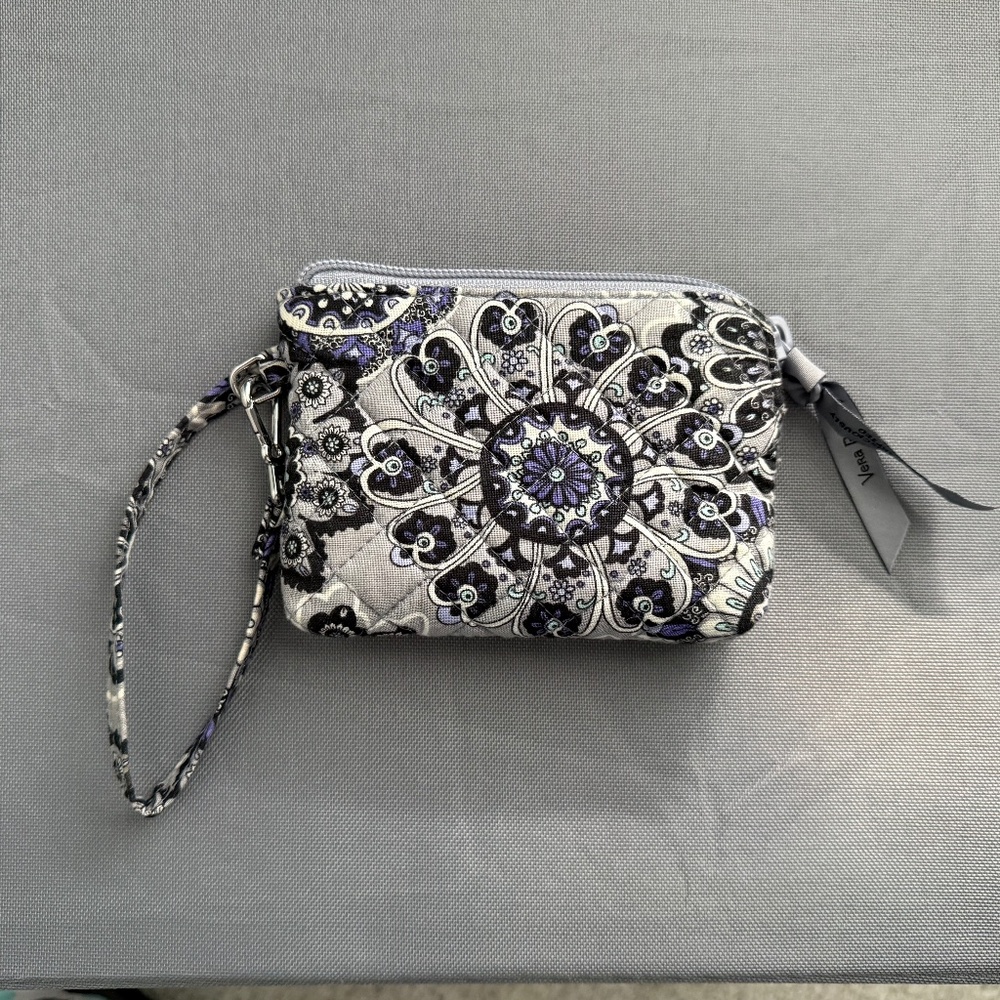 Vera Bradley Cotton Clip & Zip Mini Pouch Wallet Tranquil Medallion | EUC